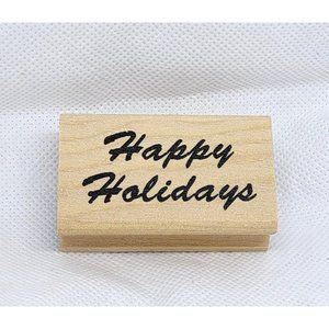 Nicole Quality Value 'Happy Holiday' Wood Rubber Stamp - Holiday Expressions